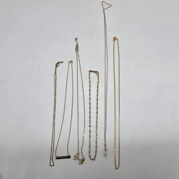 Inspire Multilayered Necklace Set With Bow & Crystal Charms Lot of 6 - Picture 6 of 8